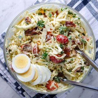 Spaghetti , Coleslaw, egg