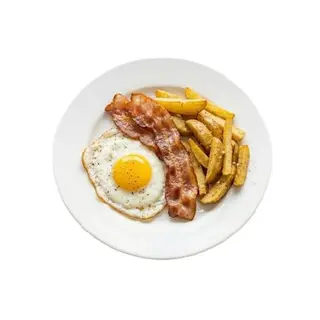 Bacon, Huevos Frito Y Patatas Fritas