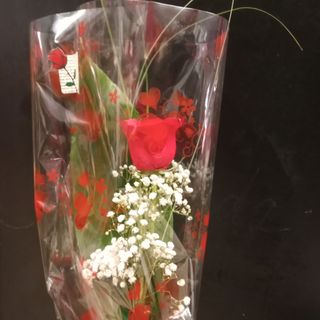 Una rosa roja decorada