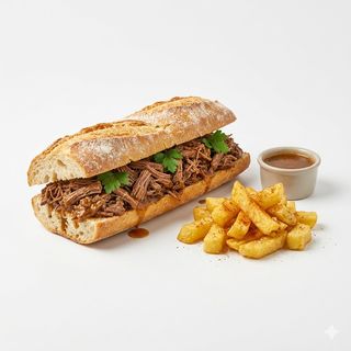Bocata De Carne Mechada Con Patatas