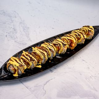 Deep fried mango salmon roll