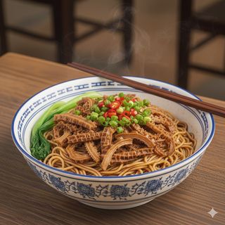 Fideos de arroz secos con vientre de vaca