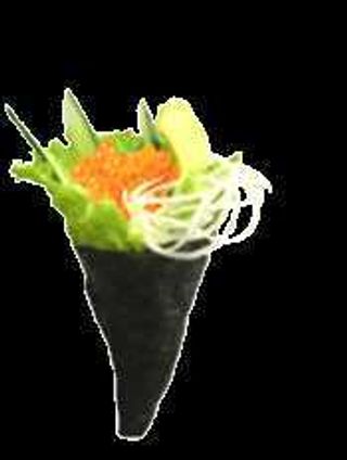 Gluten free - ikura temaki - 1 pezzo - uova di salmone, lattuga