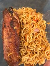 Stir Fry Noodles And Grilled Turkey