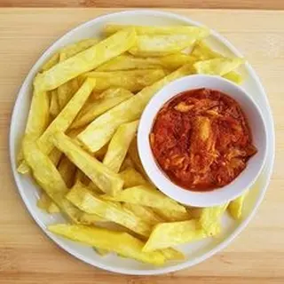 Fried yam + pepper stew sauce
