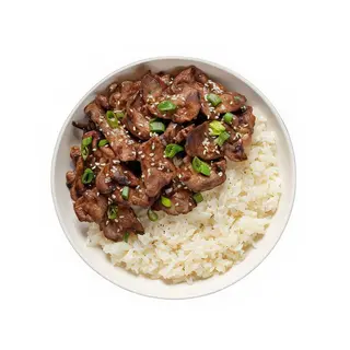 Ternera picante y arroz blanco