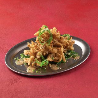 Вешенки темпура, чукка, кунжутный соус