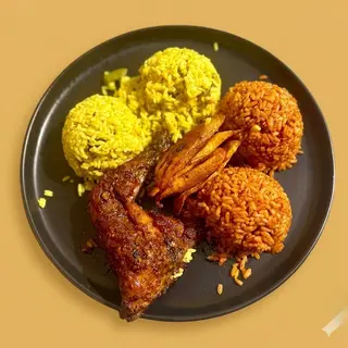 Smokey Jollof & Fried Rice + Chicken