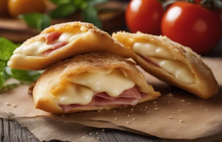 Panzerotto frito Jamón cocido Y Queso, papas fritas y refresco