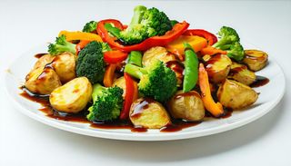 49. Картофи в соев сос и зеленчуци