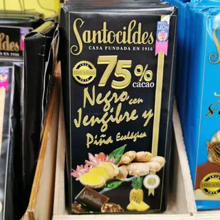 Chocolate 75% Negro con Jengibre y Piña Ecológica