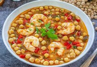 Garbanzos con langostinos