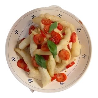 Nuvola fritta pomodorini e basilico