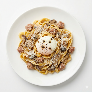 Papardelle Alla Boscaiola Con Huevo Trufado