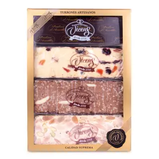 Caja de 4 Turrones Artesanos Nº3 80g Vicens Caja 320 Gr.