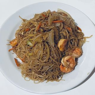 fideos de arroz con gambas