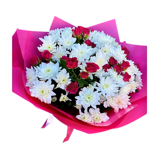  ქრიზანთემების და სპრეი ვარდების თაიგული (9)