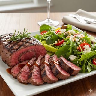 Tagliata di cube-roll con misticanza