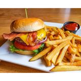 Bacon and cheese Burger + Fries+ a soda