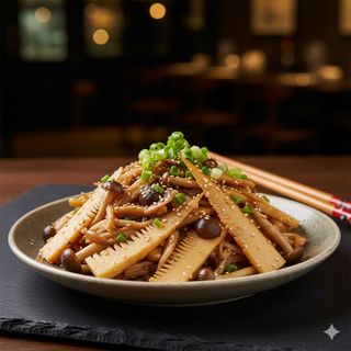 Bambù e funghi saltati