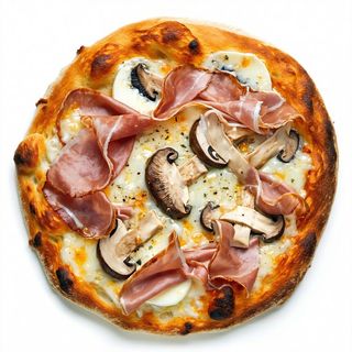 Pizza bianca - prosciutto cotto e funghi
