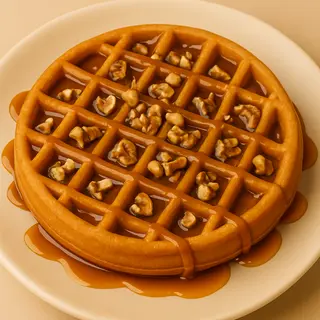 Gofre con dulce leche y nueces