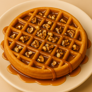 Gofre con dulce leche y nueces