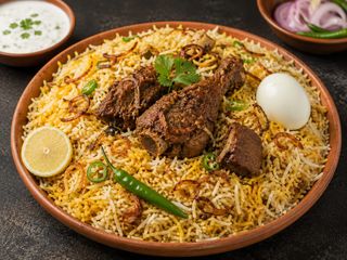 Meat kacchi biryani