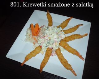 105 Smażone krewetki z warzywami 6szt