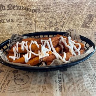 Boniato con mayonesa trufada y queso