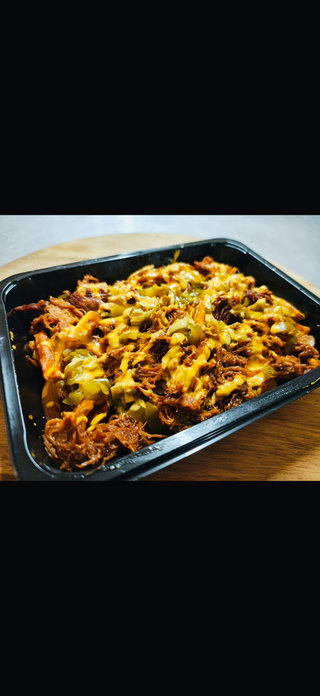 Loaded Frise pulled pork
