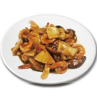 175. Gambas con bambú y setas