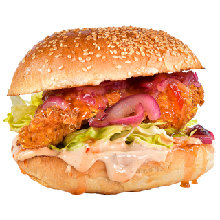 Бургер с хрупкаво пилешко бон филе (350г)