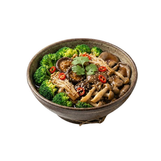 69. Brocoli Con Setas Y Salsa De Ostras