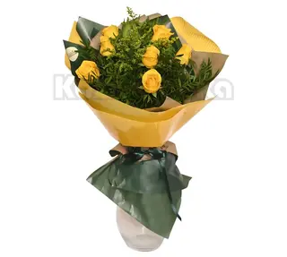 Buket - Žute ruže sa dekoracijom (BKT 145)