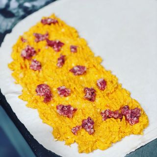 Crescione zucca, patate e salsiccia