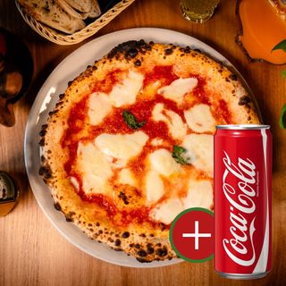 Pizza Margherita con bufala + Coca-Cola Lattina 33 cl