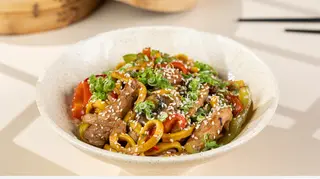 ატრია ქათმით და უმამის სოუსით / Noodles with Chicken with umami sauce