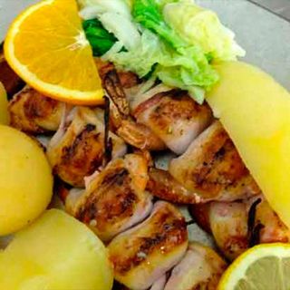 Espetada de Lulas com Camarão