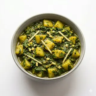 104. Aloo Palak Potatoes And Spinach Cooked With Ginger