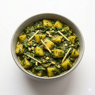 104. Aloo Palak Potatoes And Spinach Cooked With Ginger