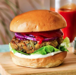 Cheese and vegan burger