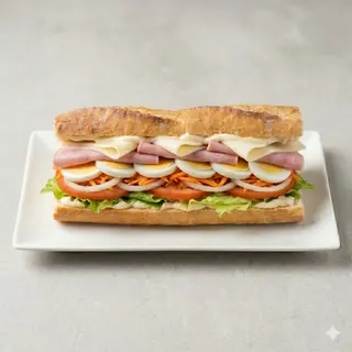 Bocata de Jamón York, Queso, Lechuga y Tomate