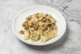 Домашние вареники с картофелем и жареными грибами с луком (350г)