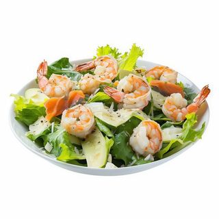 Ensalada César con salmón y gambas