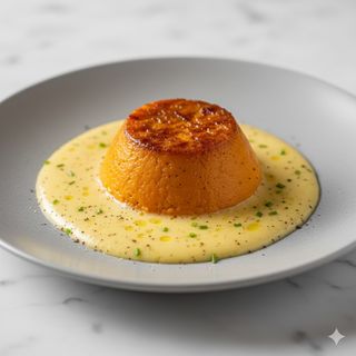 Flan di zucca con fonduta di parmigiano