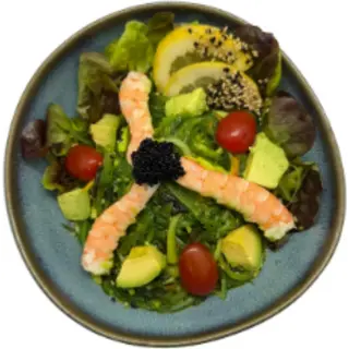  STARTERS   Gomma wakame crevettes