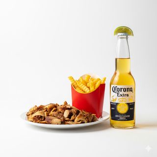 Piatto carne piccolo & patatine piccole + Corona