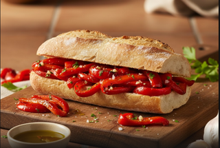 Bocadillo de pimiento con jamon