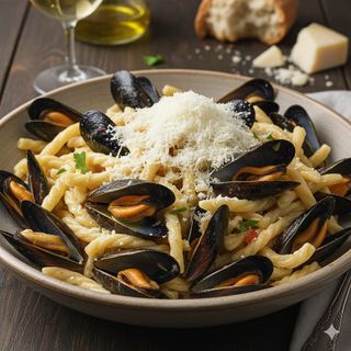 Trofie, cozze e pecorino